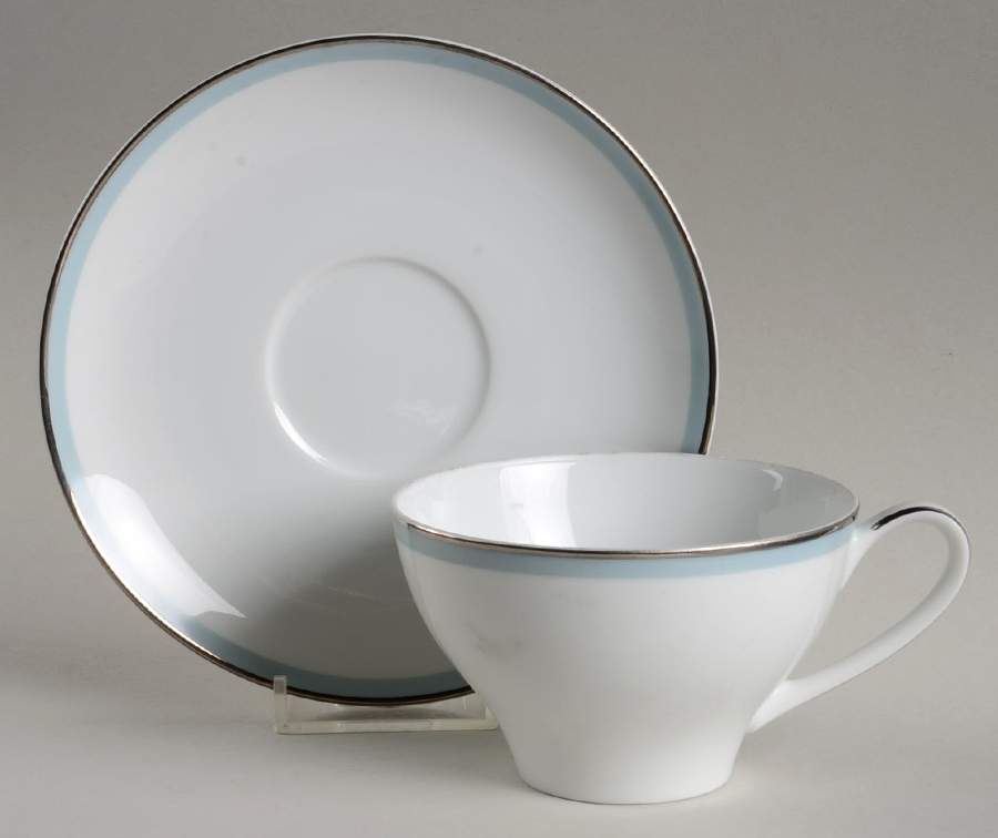 Bluetone Flat Cup & Saucer Set by Noritake-1