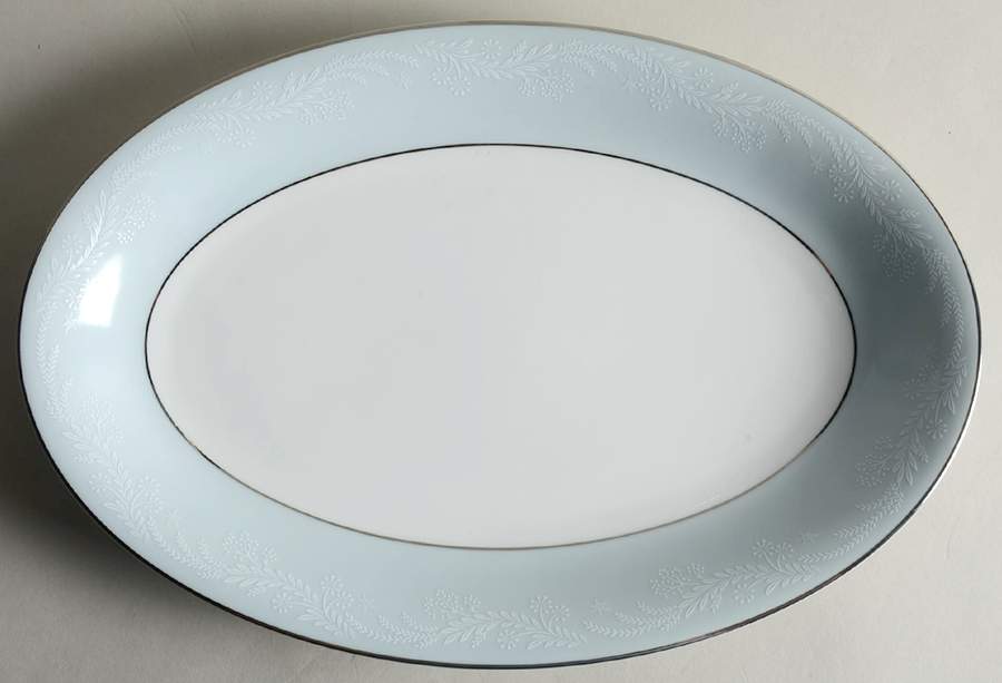 Bluetta 13" Oval Serving Platter by Noritake-1