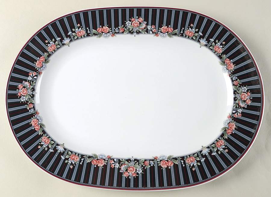 Border Bouquet 16" Oval Serving Platter by Noritake-1