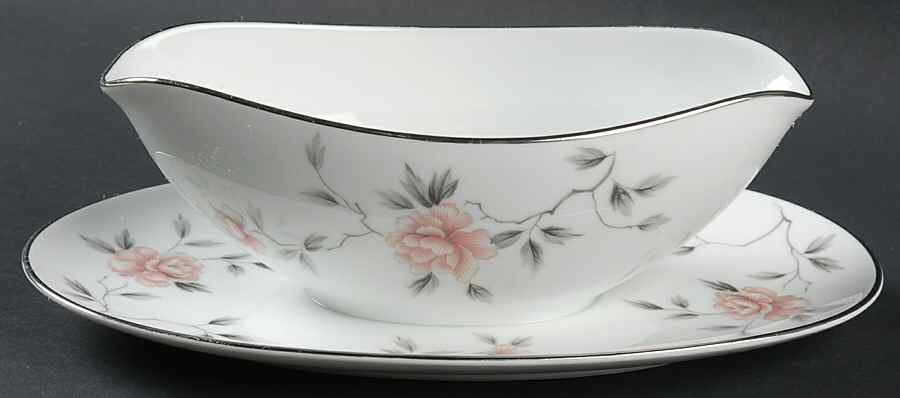 Botan Gravy Boat with Attached Underplate by Noritake-1