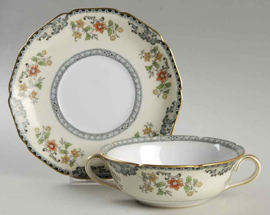 Brangane Flat Cream Soup Bowl & Saucer Set by Noritake-1