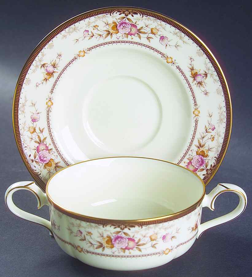 Brently Flat Cream Soup Bowl & Cup Saucer Set by Noritake-1