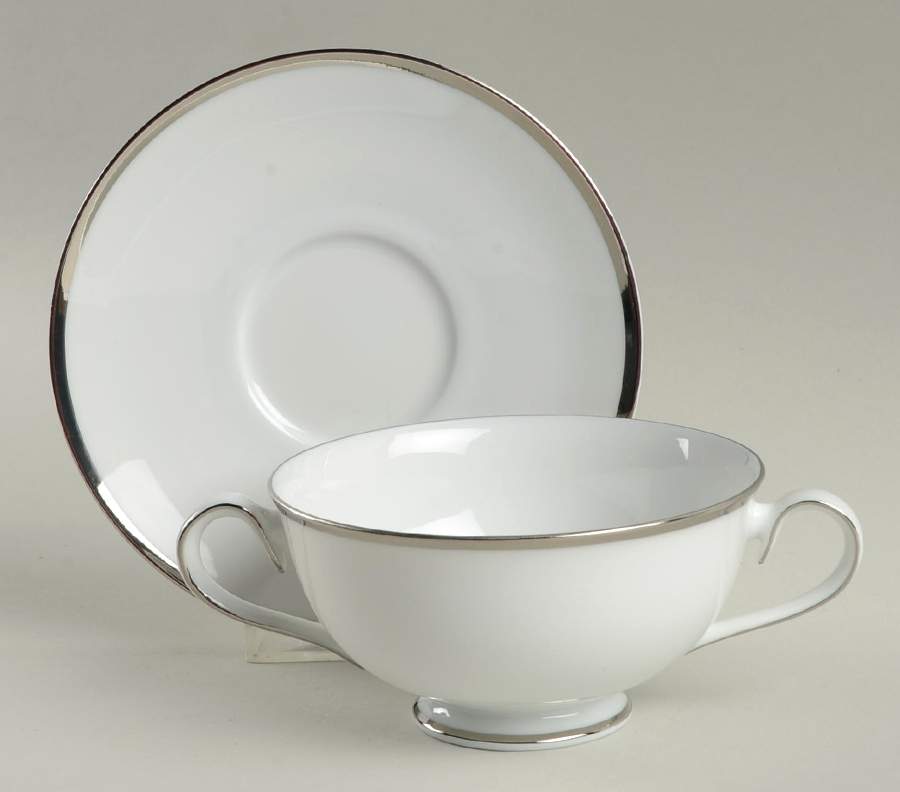 Brigette Footed Cream Soup Bowl & Cup Saucer Set by Noritake-1