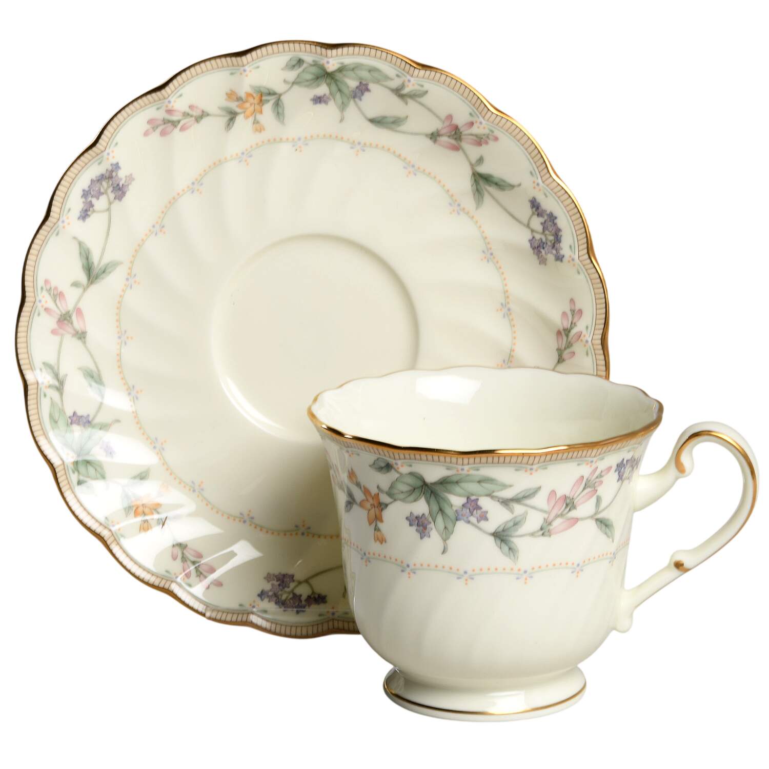Brookhollow Footed Cup & Saucer Set by Noritake-1