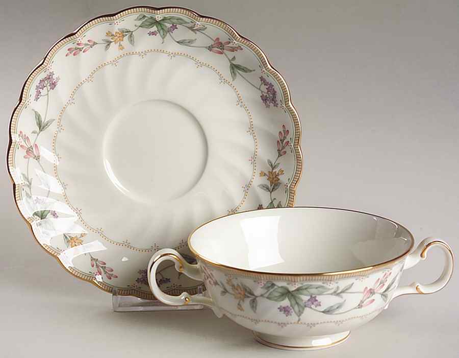 Brookhollow Footed Cream Soup Bowl & Saucer Set by Noritake-1