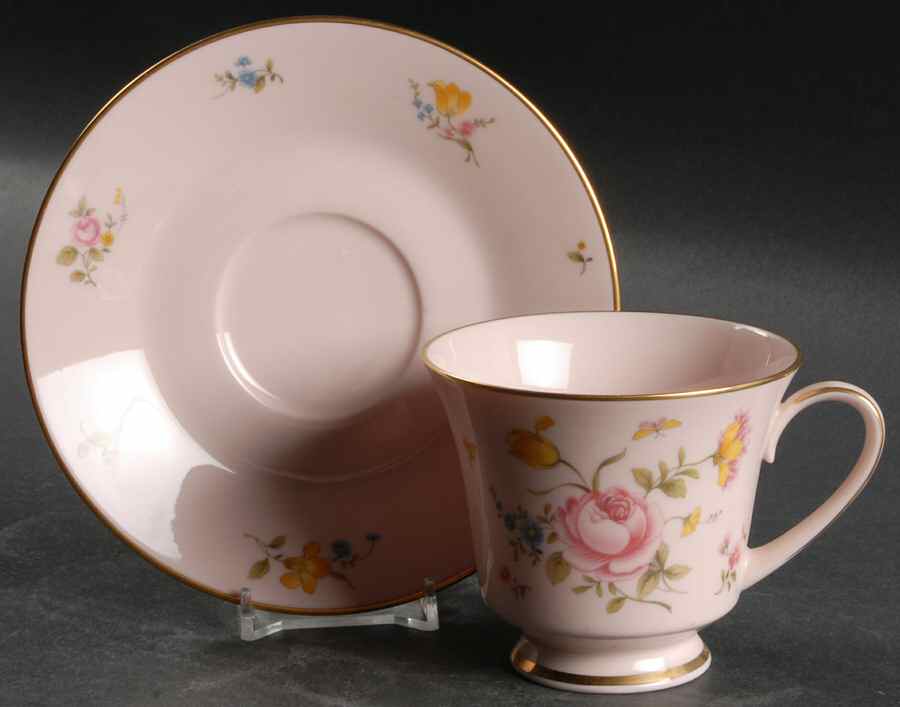 Bridal Rose Footed Cup & Saucer Set by Noritake-1