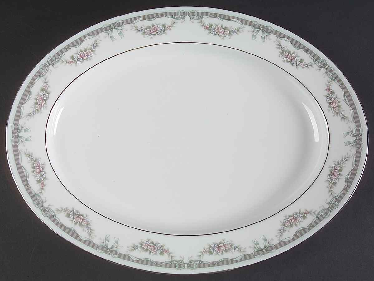 Bridal Ribbon 13" Oval Serving Platter by Noritake-1