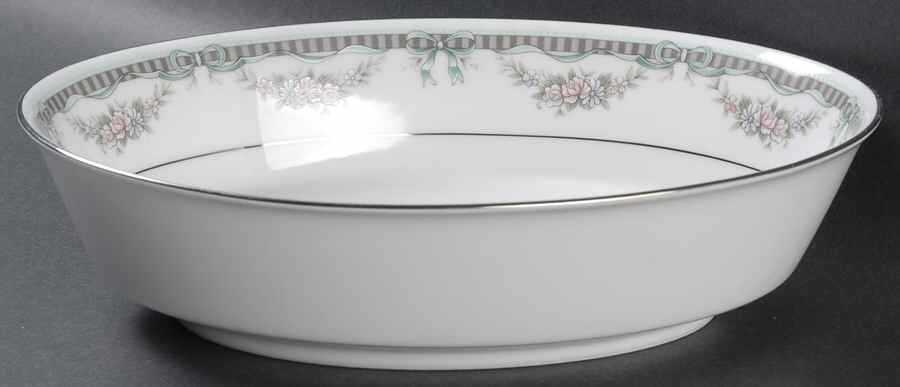 Bridal Ribbon 9" Oval Vegetable Bowl by Noritake-1