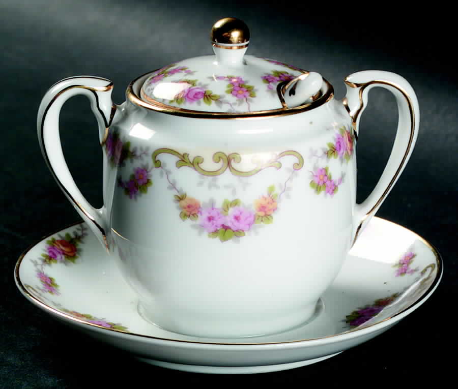 Bridal Wreath Mustard with Attached Underplate, Lid and Spoon by Noritake-1