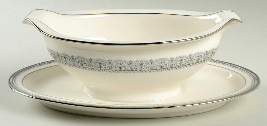 Burgundy Gravy Boat with Attached Underplate by Noritake-1