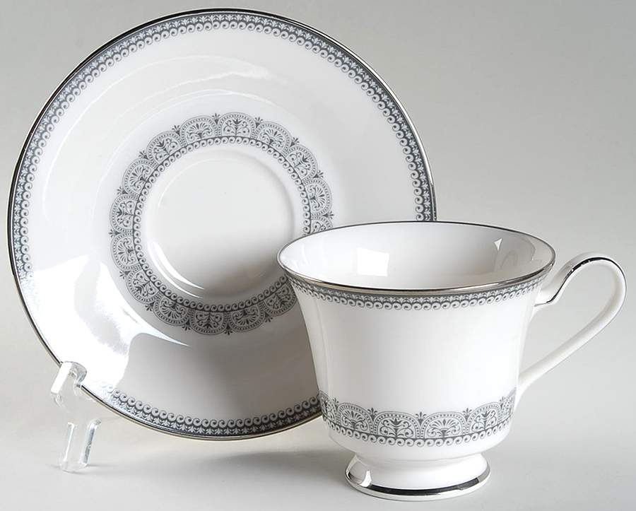 Burgundy Footed Cup & Saucer Set by Noritake-1