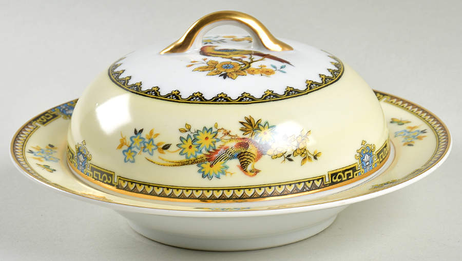 Burma Round Covered Butter with Strainer by Noritake-1