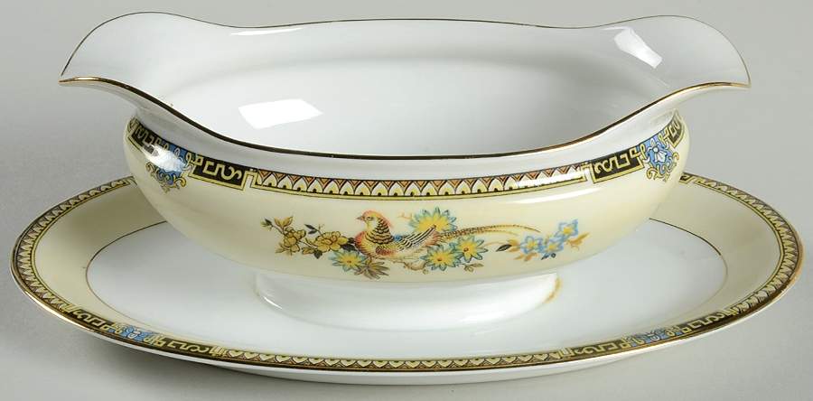 Burma Gravy Boat with Attached Underplate by Noritake-1