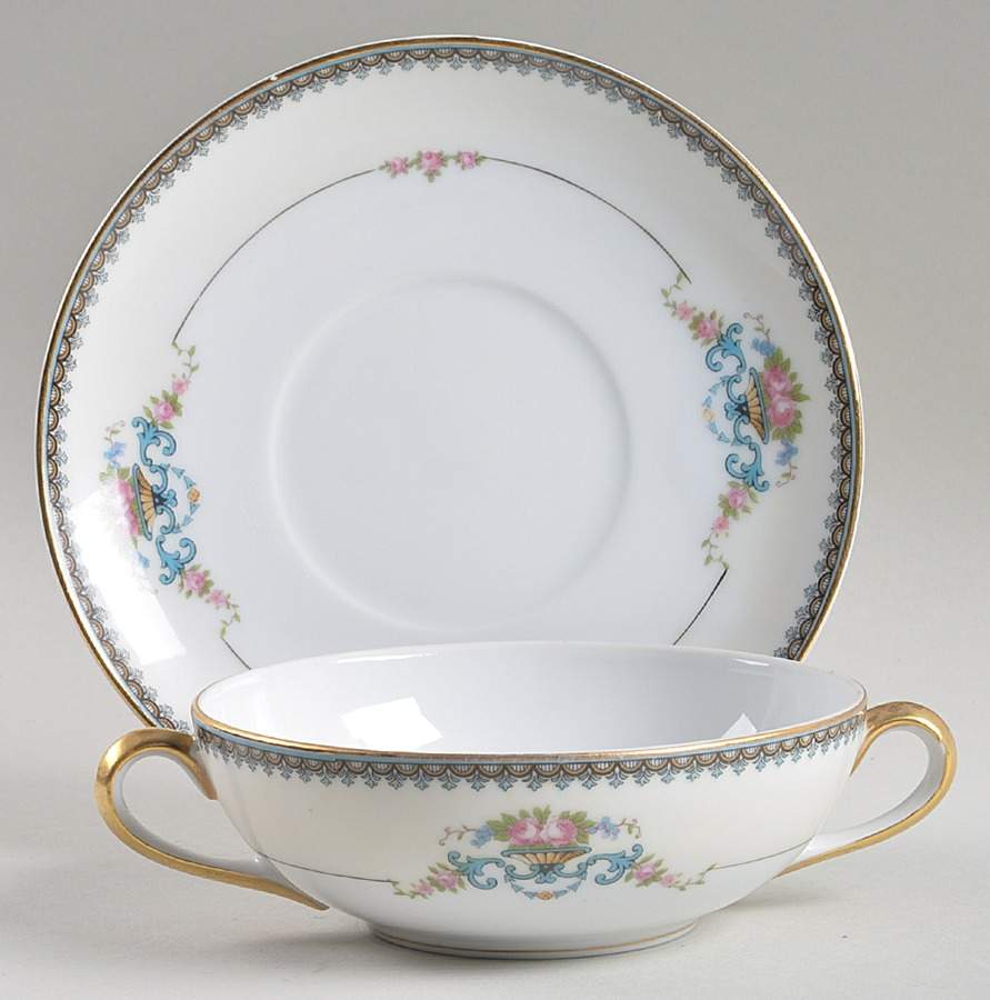 Calais Flat Cream Soup Bowl & Saucer Set by Noritake-1