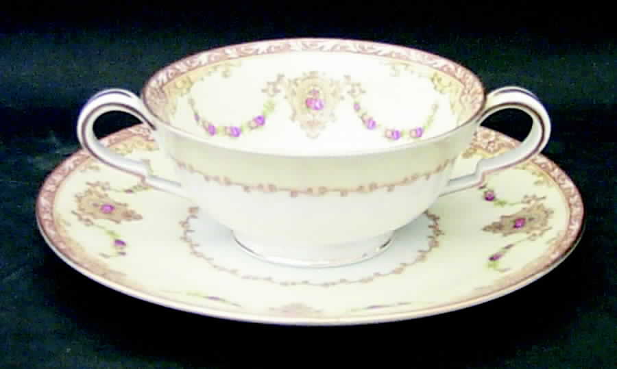 Camillia (3950 & NO #) Footed Cream Soup Bowl & Saucer Set by Noritake-1
