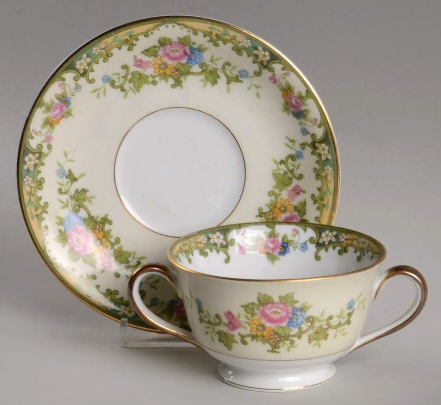Cantara Footed Bouillon Cup & Saucer by Noritake-1