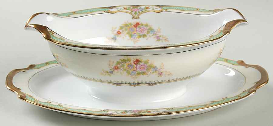 Carola Gravy Boat with Attached Underplate by Noritake-1