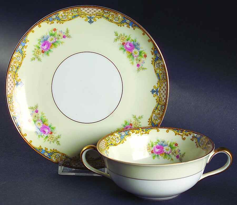 Carmela (95635 & No #) Flat Cream Soup Bowl & Saucer Set by Noritake-1