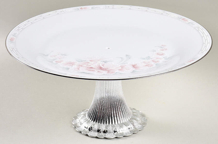 Carthage Cake Stand with 4"-5" Metal Pedestal  Hc by Noritake-1