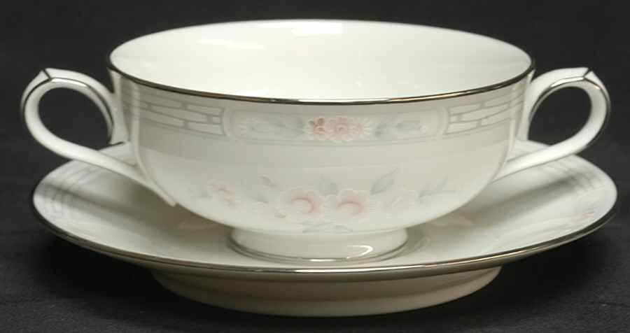 Carthage Footed Cream Soup Bowl & Cup Saucer Set by Noritake-1