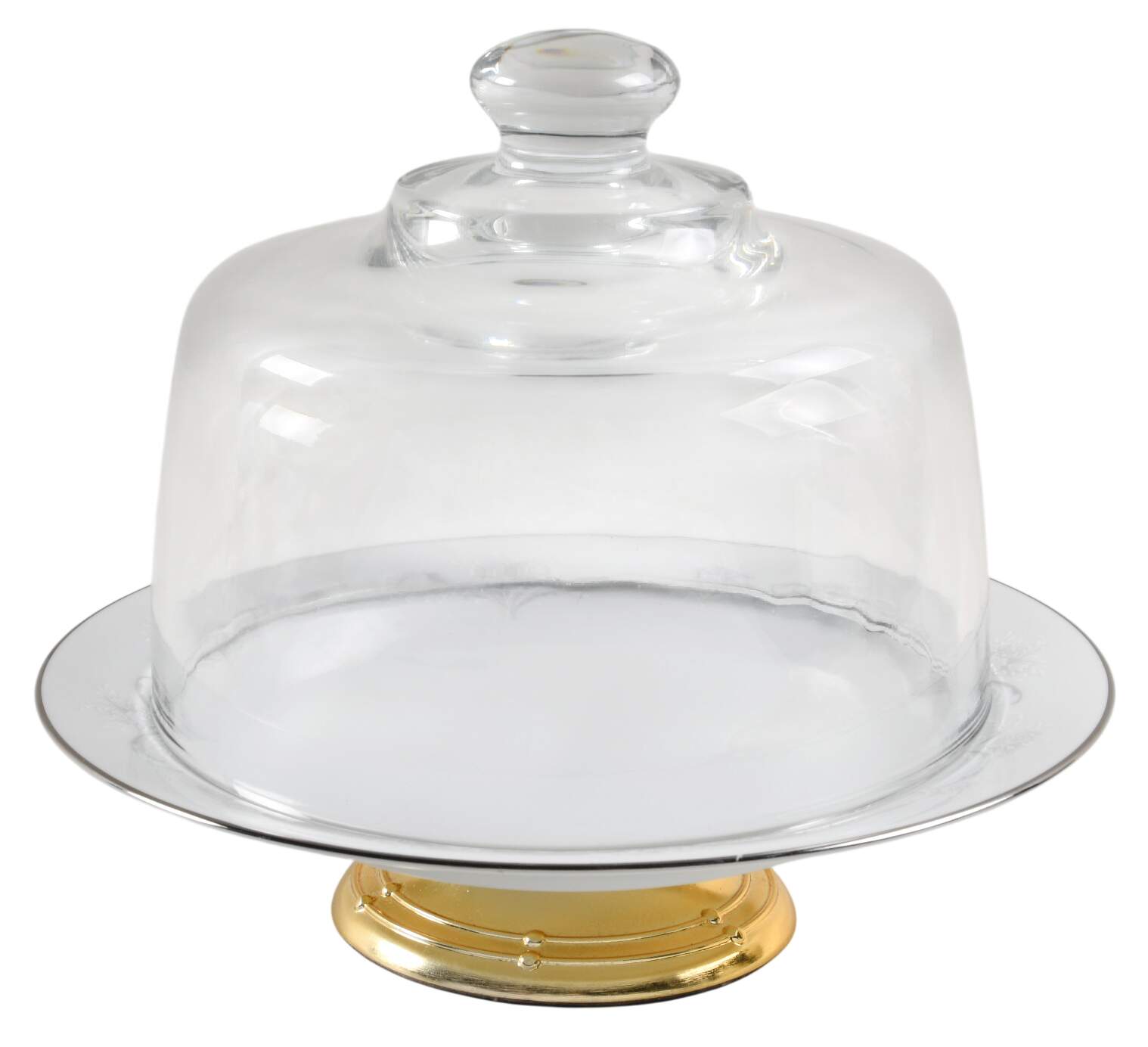 Casablanca 6 1/2"-7 1/2" Footed Cheese Plate w/ Glass Dome HC by Noritake-1