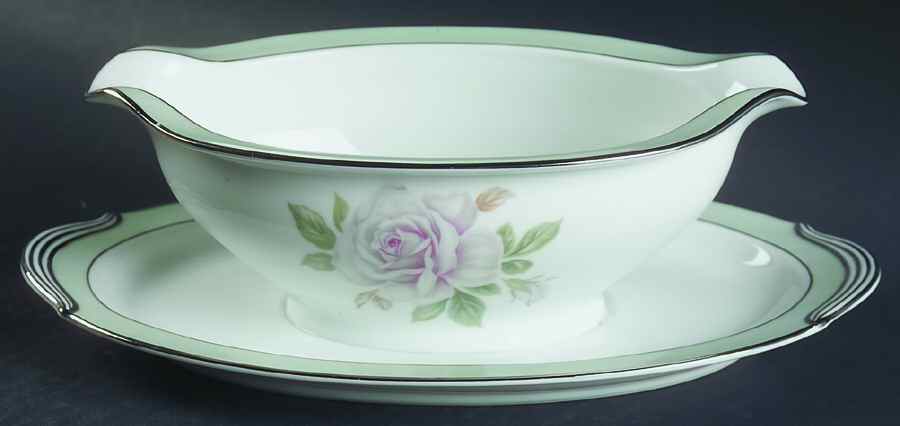 Cascade Gravy Boat with Attached Underplate by Noritake-1