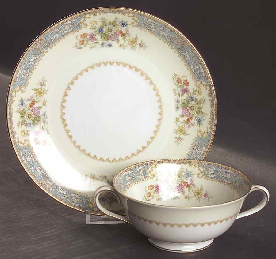 Cerulean Footed Cream Soup Bowl & Saucer Set by Noritake-1