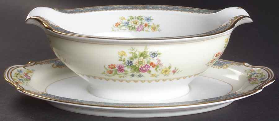 Cerulean Gravy Boat with Attached Underplate by Noritake-1