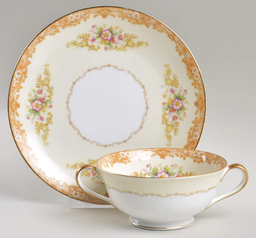 Cereus Footed Cream Soup Bowl & Saucer Set by Noritake-1