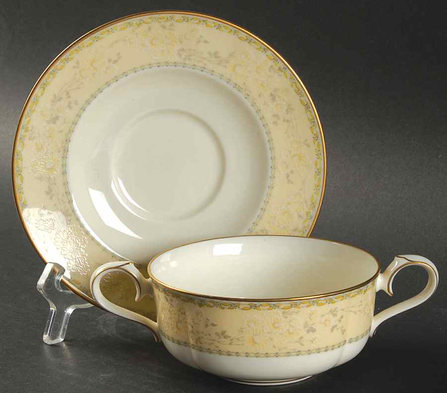 Chalfonte Flat Cream Soup Bowl & Cup Saucer Set by Noritake-1