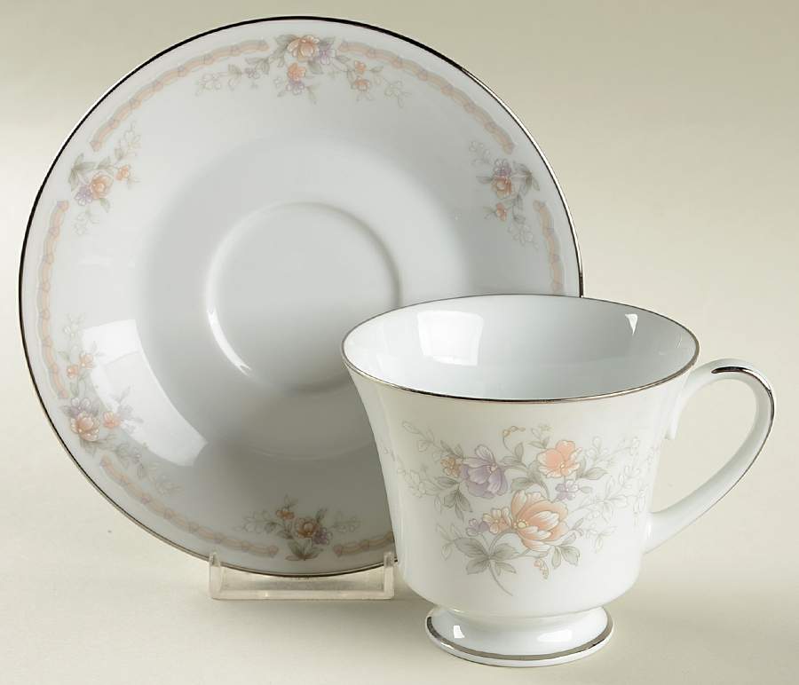 Chambray Footed Cup & Saucer Set by Noritake-1