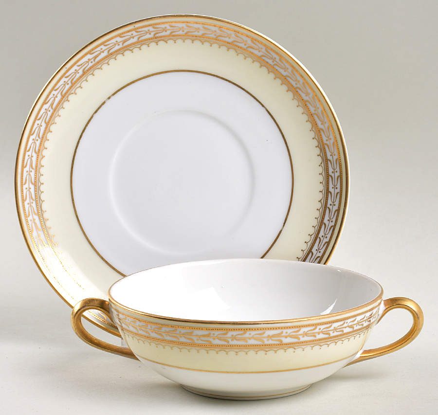 Chanfaire Flat Cream Soup Bowl & Saucer Set by Noritake-1