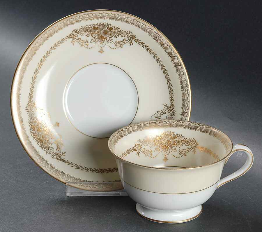 Cherita (7281 & NO #) Footed Cup & Saucer Set by Noritake-1