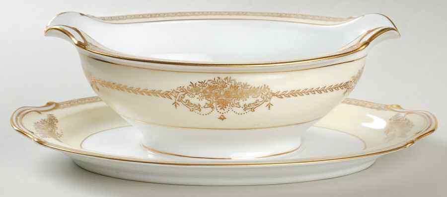 Cherita (7281 & NO #) Gravy Boat with Attached Underplate by Noritake-1