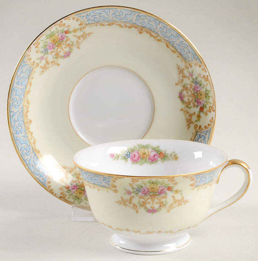 Chevonia Footed Cup & Saucer Set by Noritake-1
