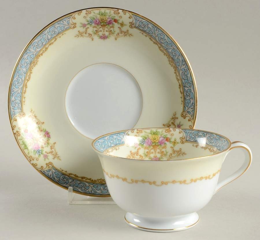 Chevonia Footed Cup & Saucer Set by Noritake-1