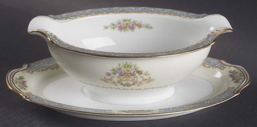 Chevonia Gravy Boat with Attached Underplate by Noritake-1
