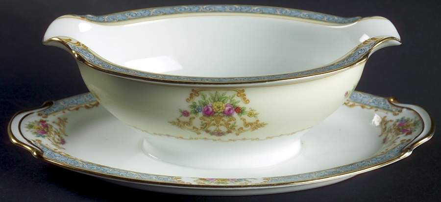 Chevonia Gravy Boat with Attached Underplate by Noritake-1