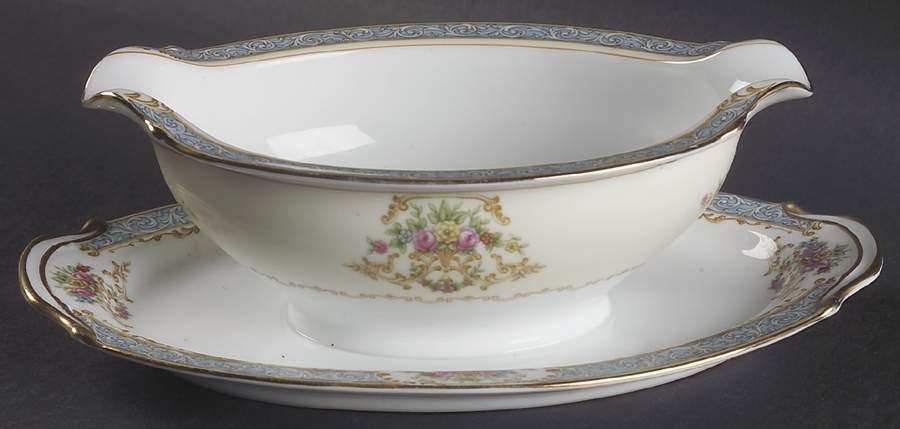Chevonia Gravy Boat with Attached Underplate by Noritake-1