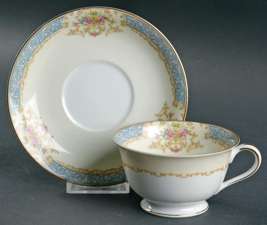 Chevonia Footed Cup & Saucer Set by Noritake-1