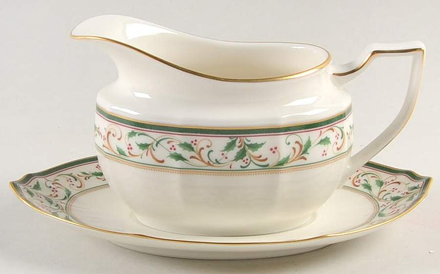 Christmas Garland Gravy Boat & Underplate (Relish/Butter) by Noritake-1