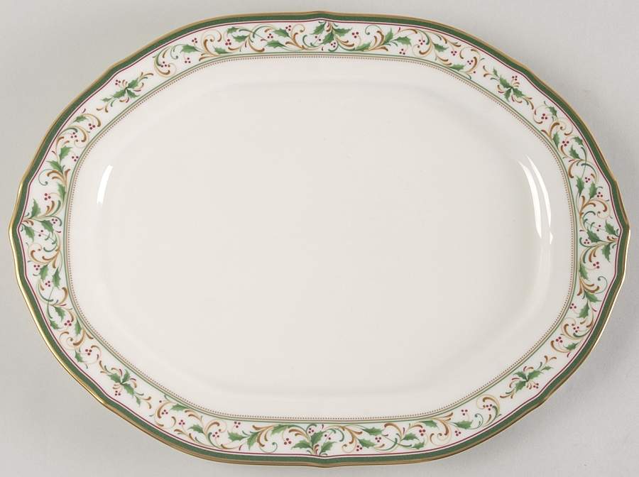 Christmas Garland 14" Oval Serving Platter by Noritake-1
