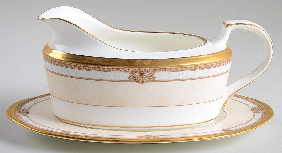 Chavot Gold Gravy Boat & Underplate (Relish/Butter) by Noritake-1