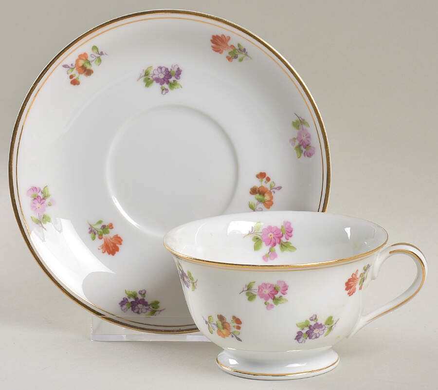 Chintz Footed Cup & Saucer Set by Noritake-1