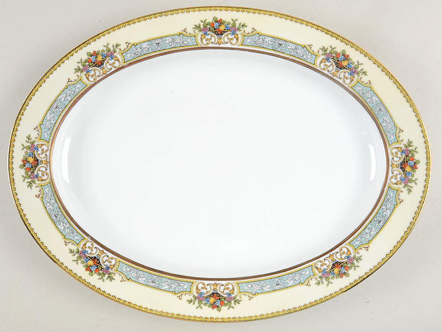 Chine Blue 16" Oval Serving Platter by Noritake-1