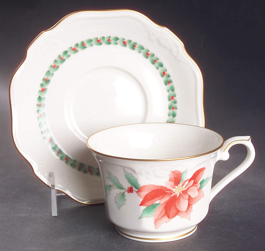 Christmas Memories Footed Cup & Saucer Set by Noritake-1