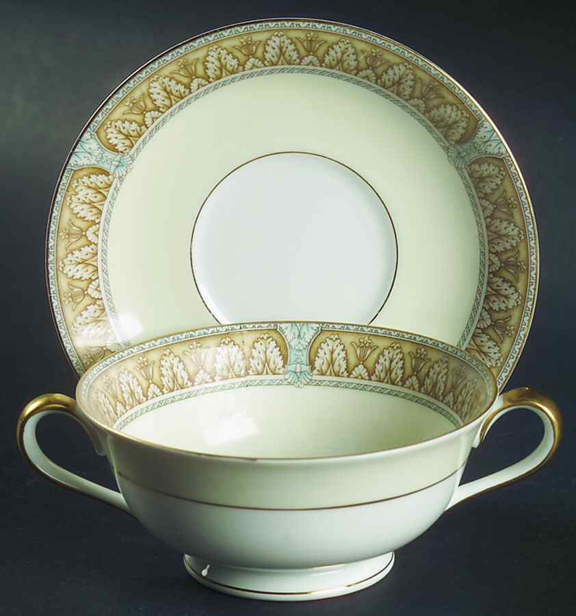 Claire Footed Cream Soup Bowl & Saucer Set by Noritake-1