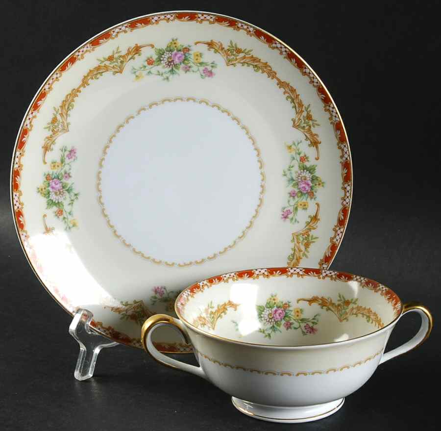 Claudette Footed Cream Soup Bowl & Saucer Set by Noritake-1