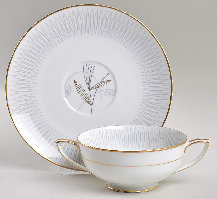Clinton Footed Cream Soup Bowl & Saucer Set by Noritake-1
