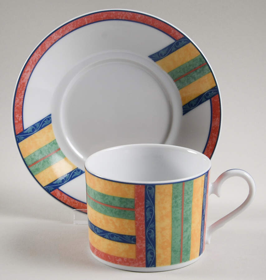 Club Stripe Flat Cup & Saucer Set by Noritake-1